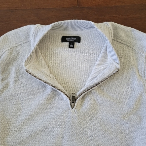 Nordstrom Men's Shop 1/4 Zip Knit Cotton Blend Pullover Sweater Size M Lt Gray - Picture 5 of 8